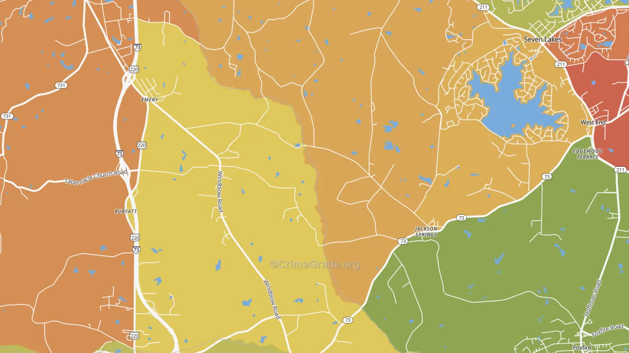 Jackson Springs, NC Map of Assault Rates