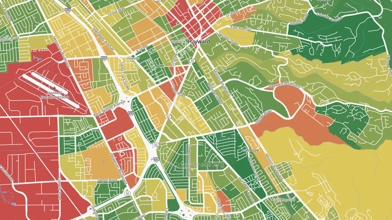 Jackson Triangle, Hayward, CA Map of Assault Rates