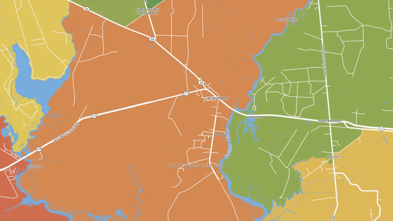 Jacksonboro, SC Map of Assault Rates