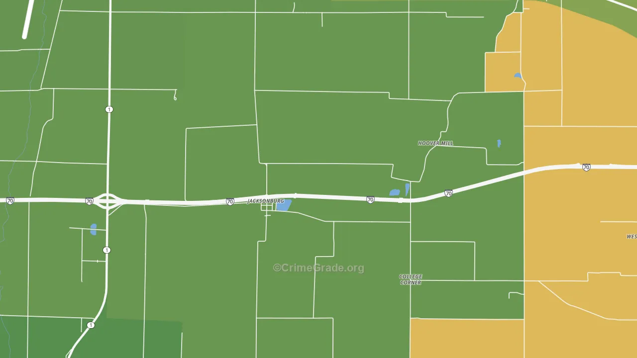 Jacksonburg, IN Map of Assault Rates