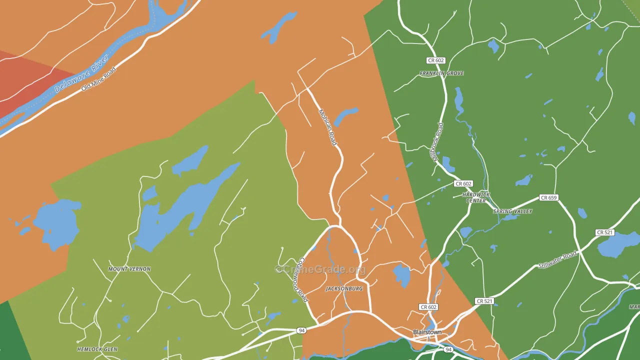 Jacksonburg, NJ Map of Assault Rates