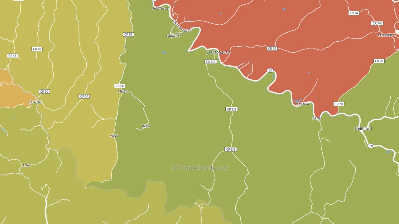 Jacksonburg, WV Map of Assault Rates