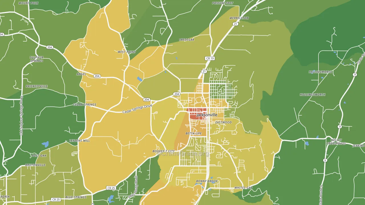 Jacksonville, AL Map of Assault Rates