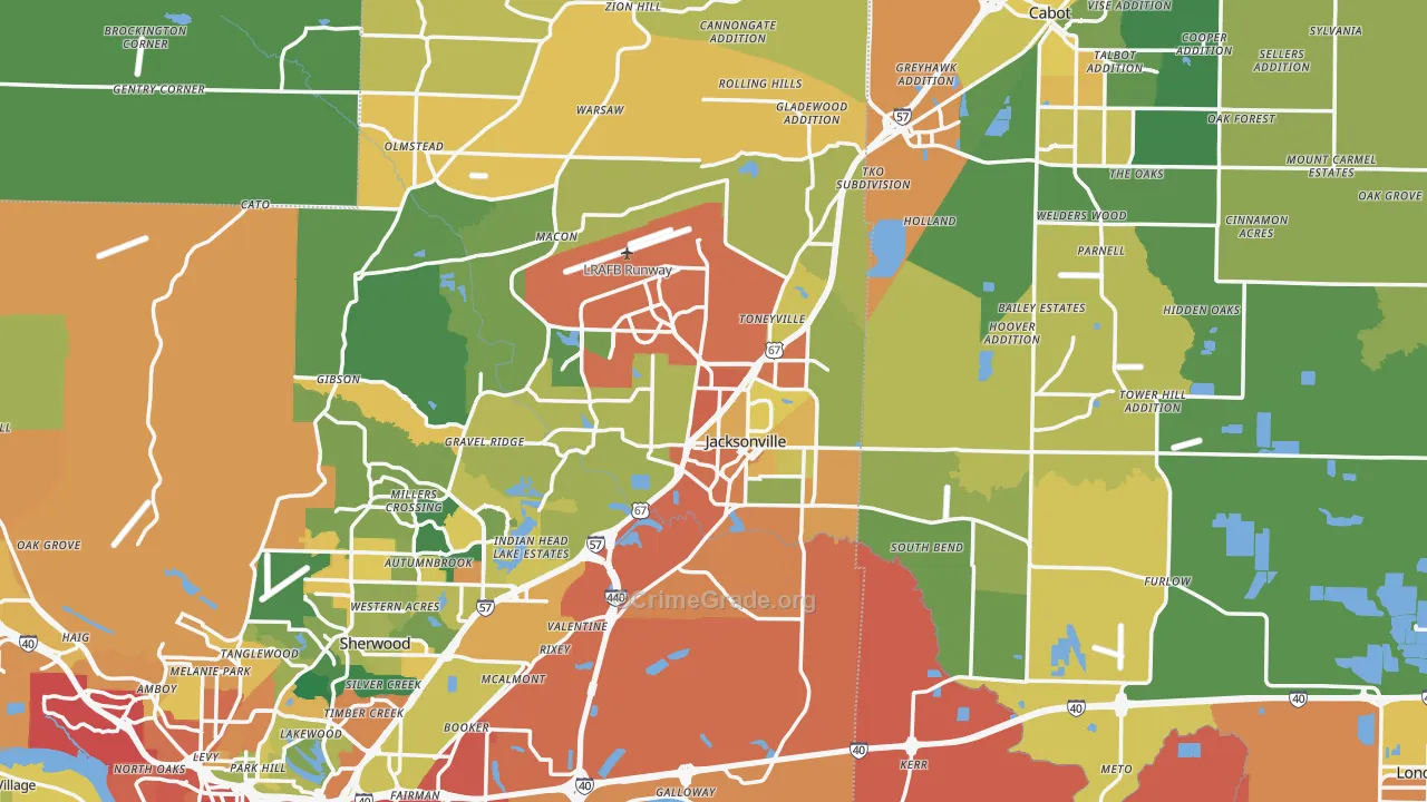 Jacksonville, AR Map of Assault Rates