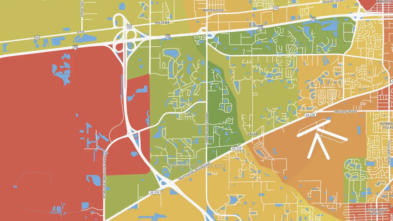 Jacksonville Farms-Terrace, Jacksonville, FL Map of Assault Rates