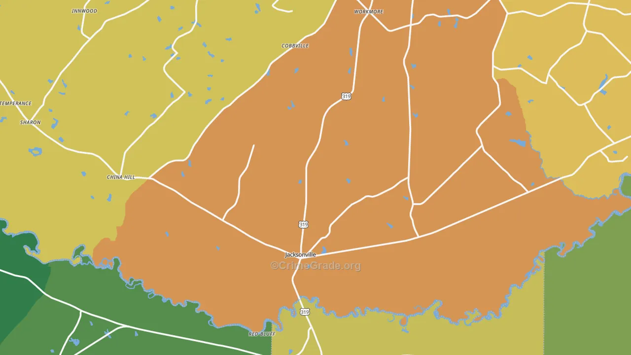 Jacksonville, GA Map of Assault Rates