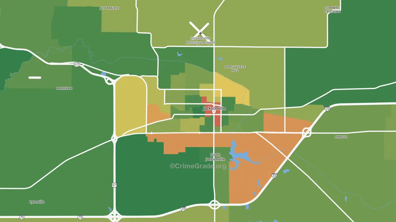 Jacksonville, IL Map of Assault Rates