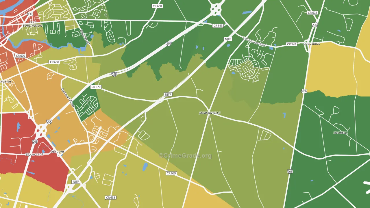 Jacksonville, NJ Map of Assault Rates