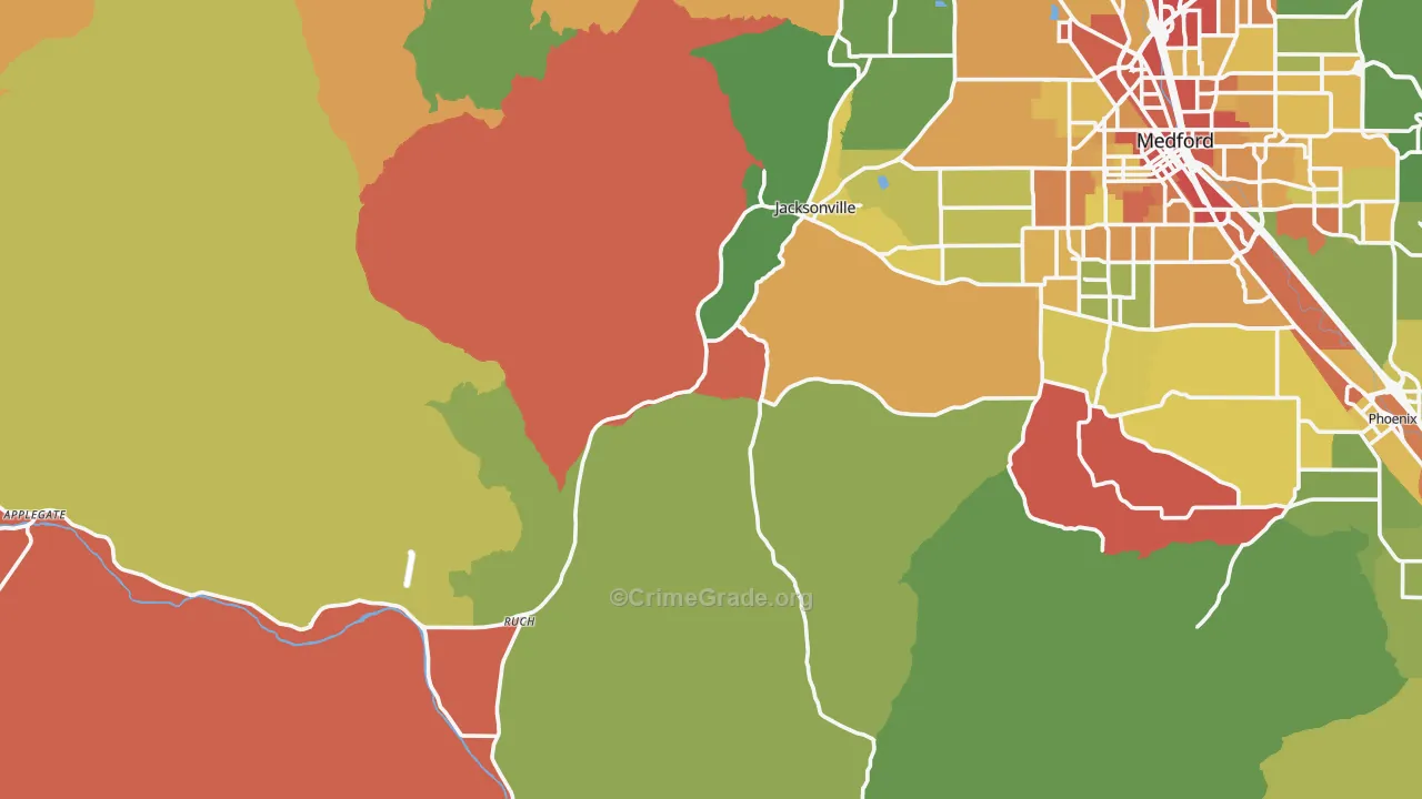 Jacksonville, OR Map of Assault Rates
