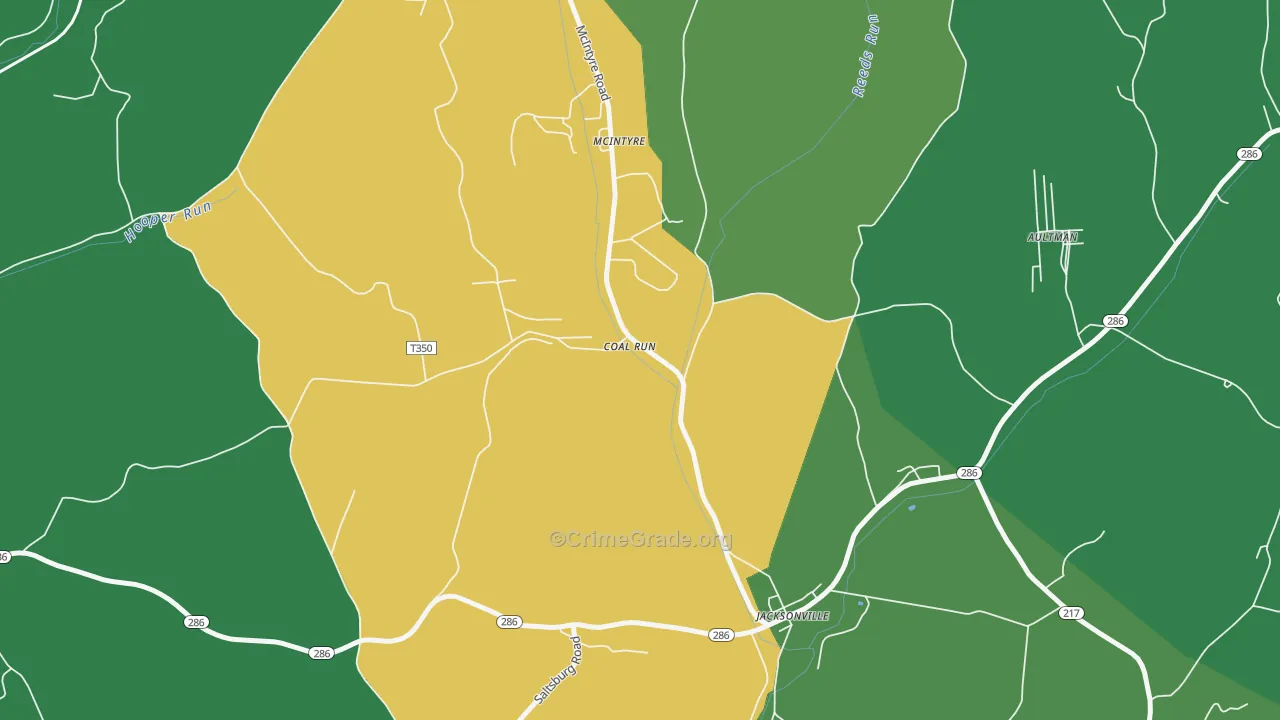 Jacksonville, PA Map of Assault Rates