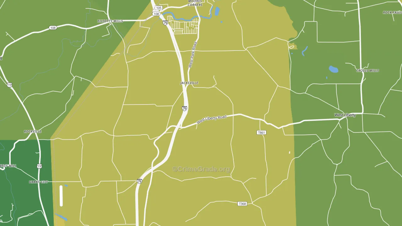 Jacksville, PA Map of Assault Rates