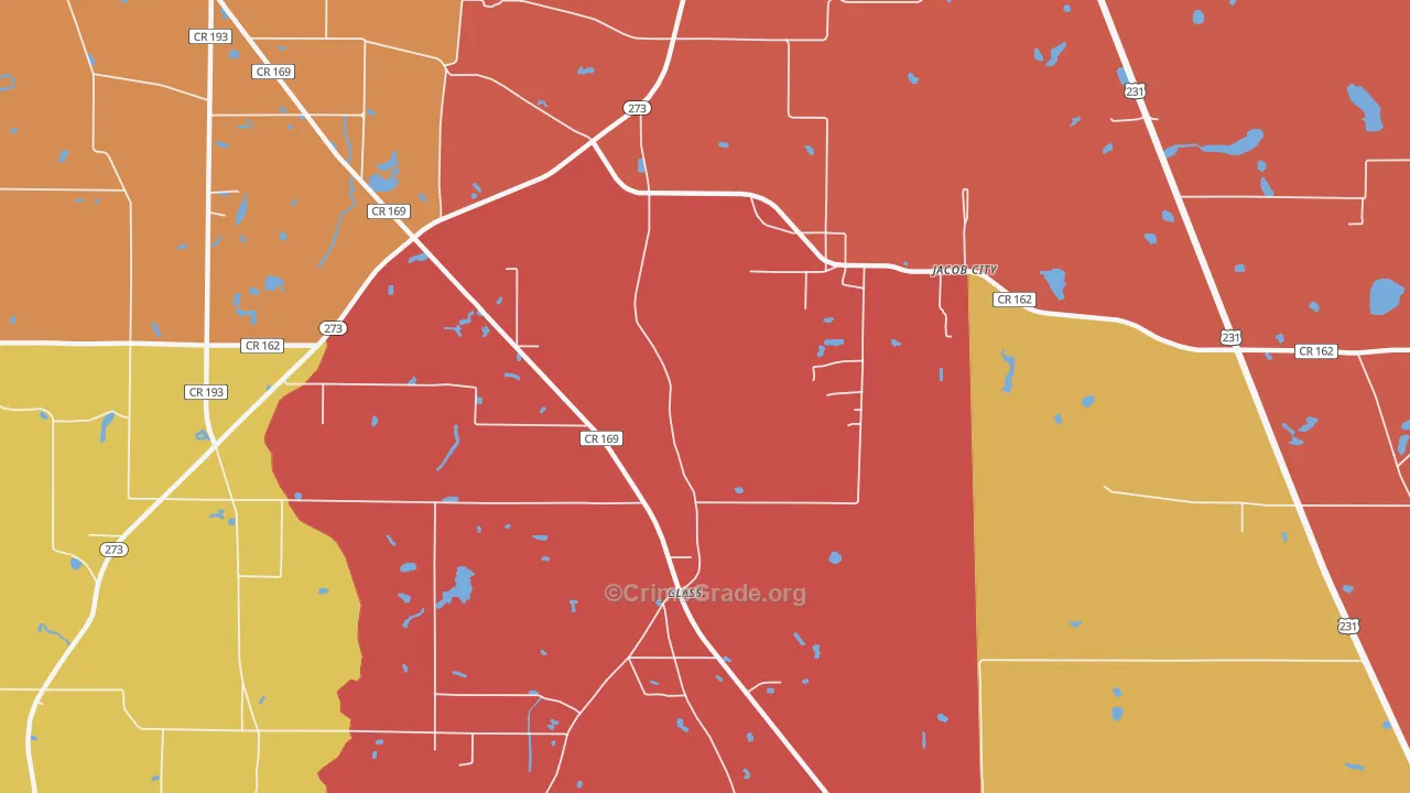 Jacob City, FL Map of Assault Rates