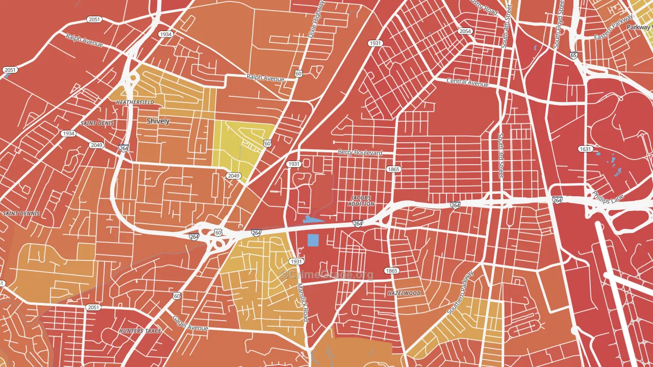 Jacobs, Louisville, KY Map of Assault Rates