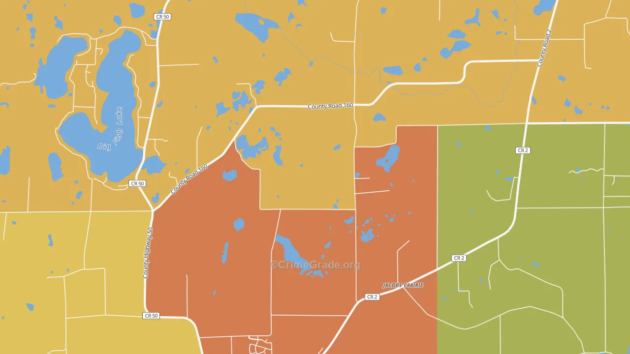 Jacobs Prairie, MN Map of Assault Rates