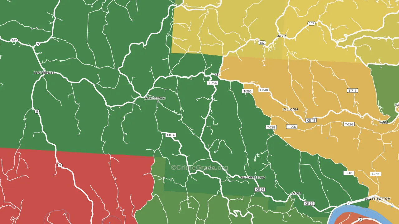 Jacobsburg, OH Map of Assault Rates
