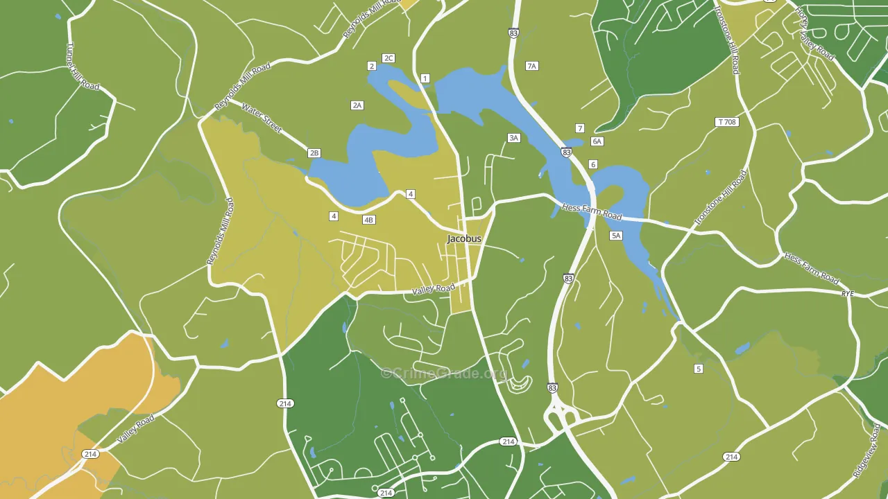Jacobus, PA Map of Assault Rates
