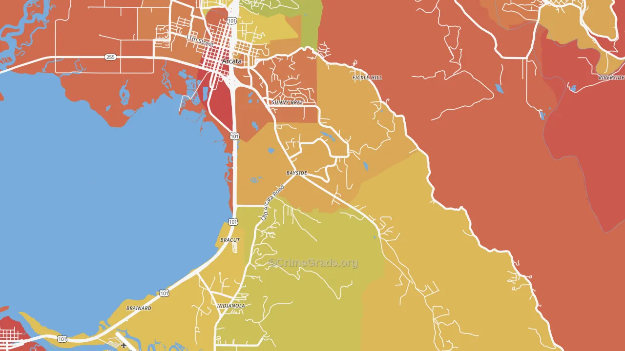 Jacoby Creek, Arcata, CA Map of Assault Rates