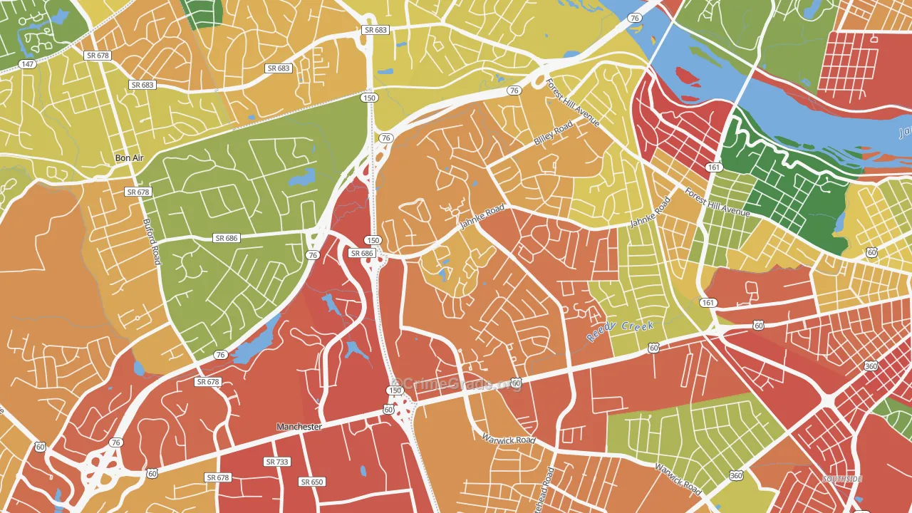 Jahnke, Richmond, VA Map of Assault Rates