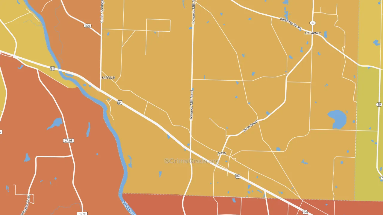 Jakin, GA Map of Assault Rates