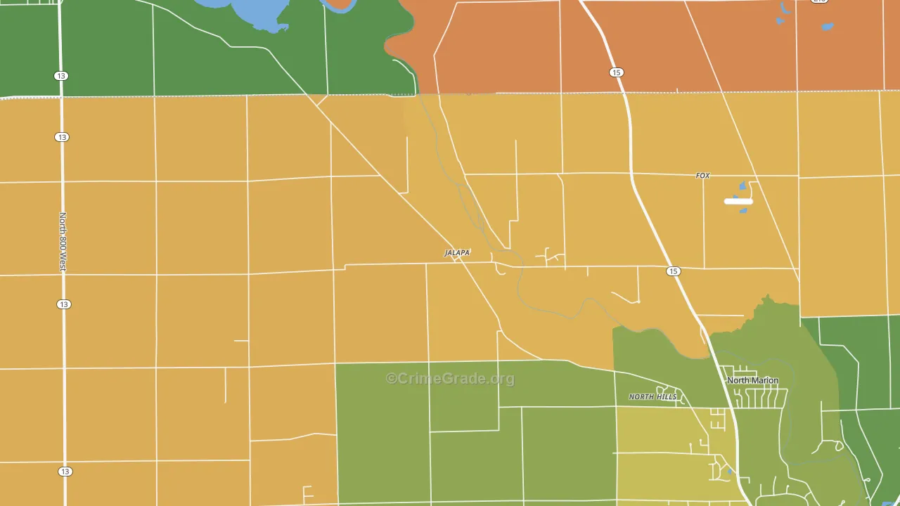 Jalapa, IN Map of Assault Rates