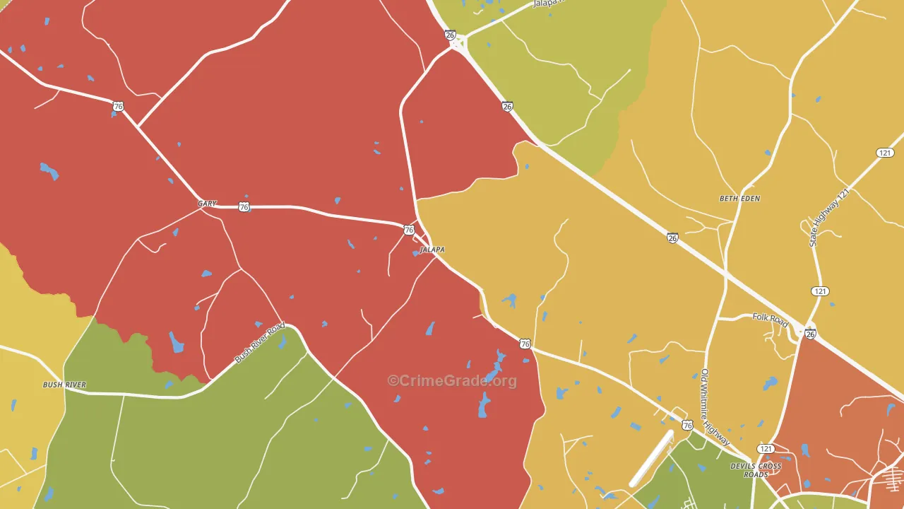 Jalapa, SC Map of Assault Rates
