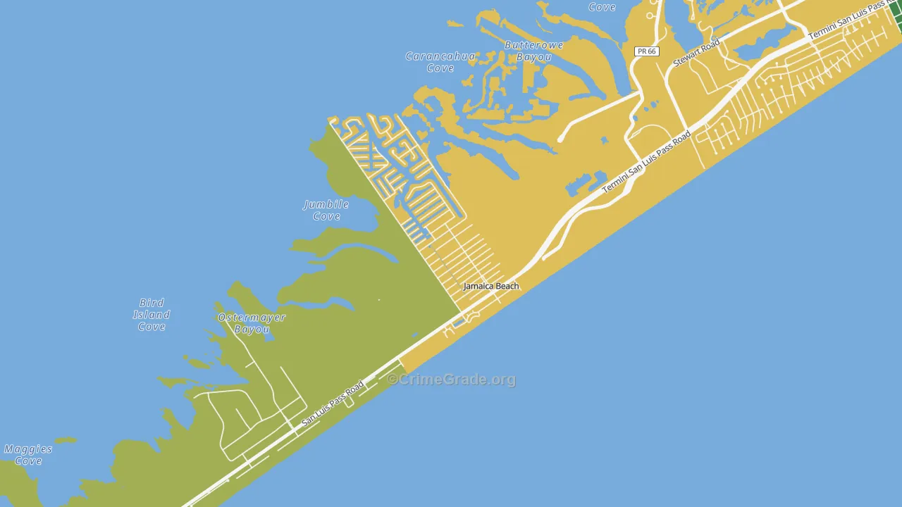 Jamaica Beach, TX Map of Assault Rates