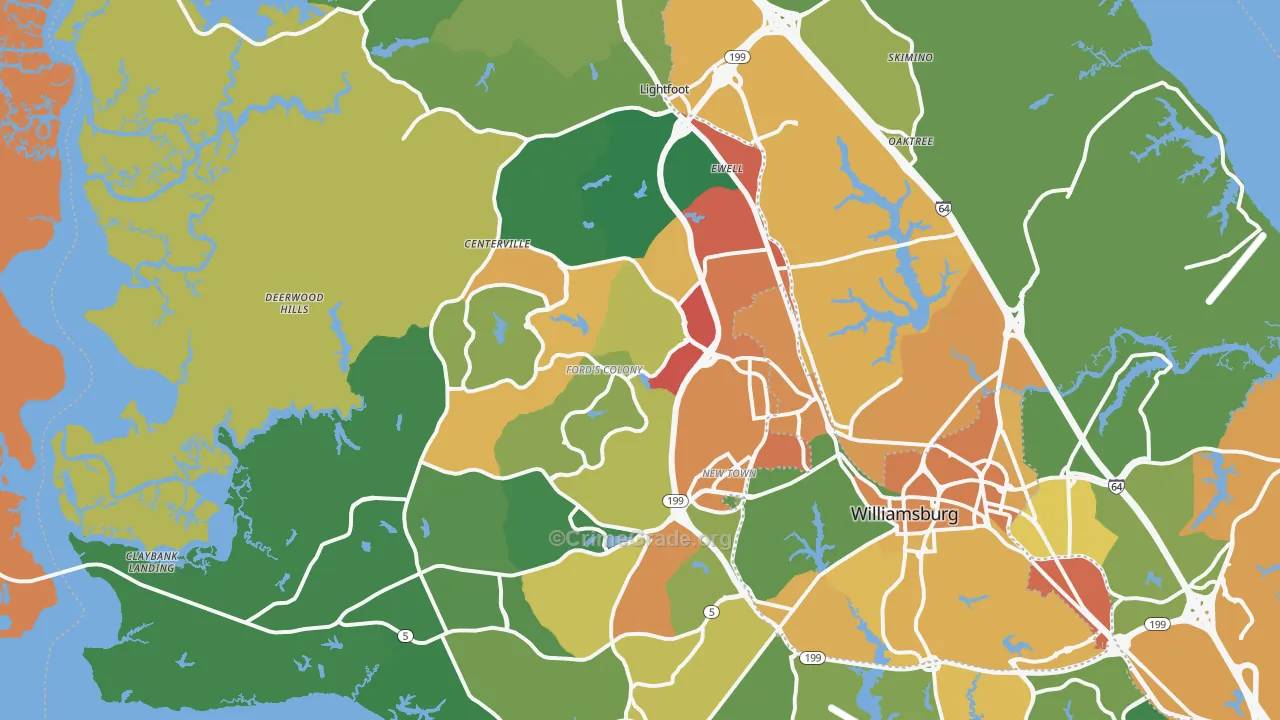 James City County, VA Map of Assault Rates