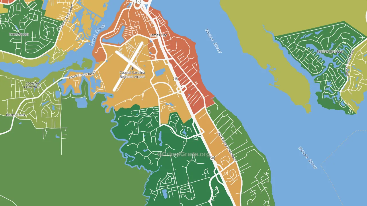 James City, NC Map of Assault Rates