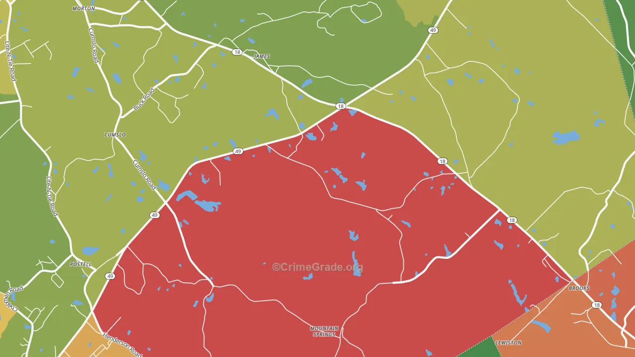 James, GA Map of Assault Rates