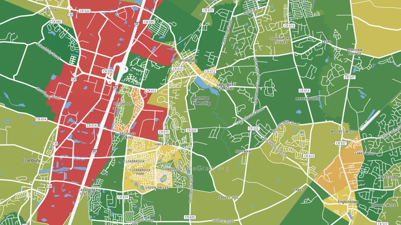 Jamesburg, NJ Map of Assault Rates