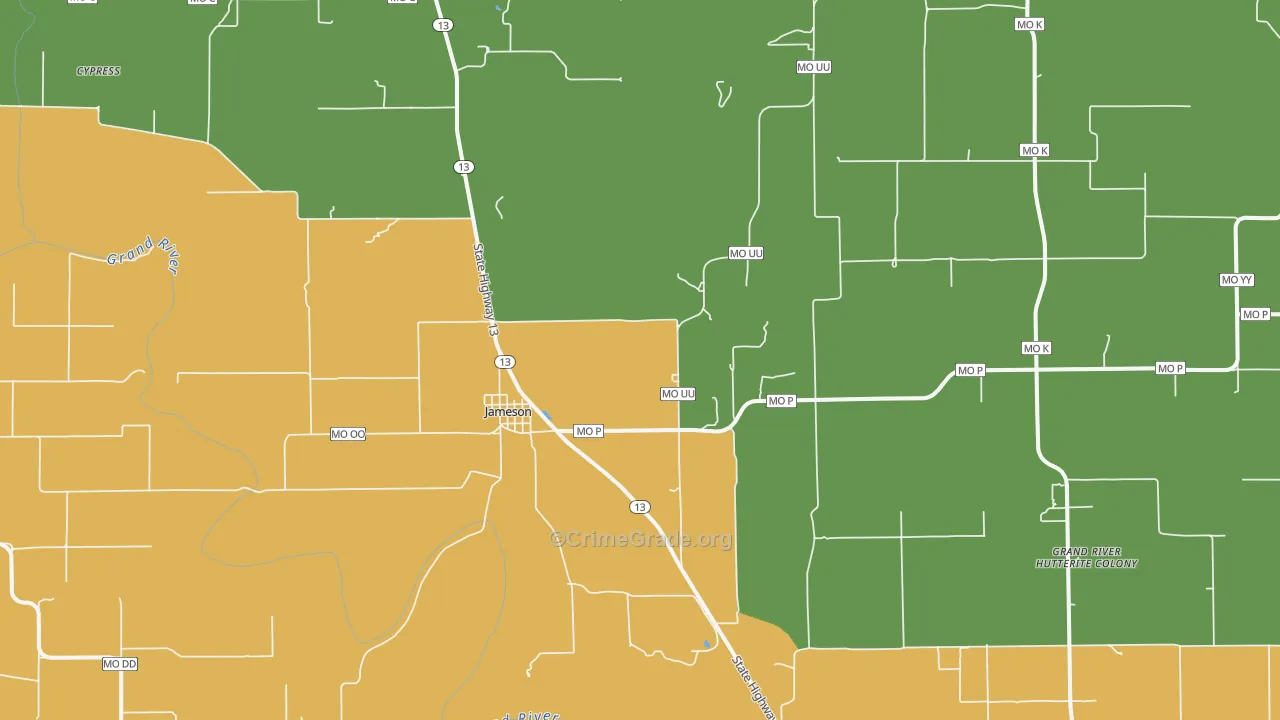 Jameson, MO Map of Assault Rates