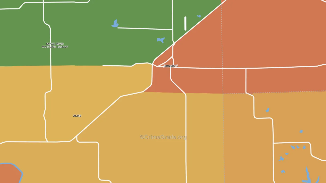 Jamesport, MO Map of Assault Rates