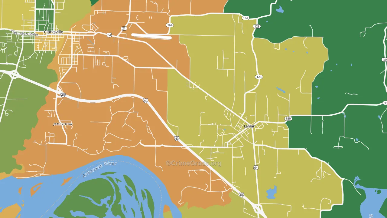Jamestown, AR Map of Assault Rates