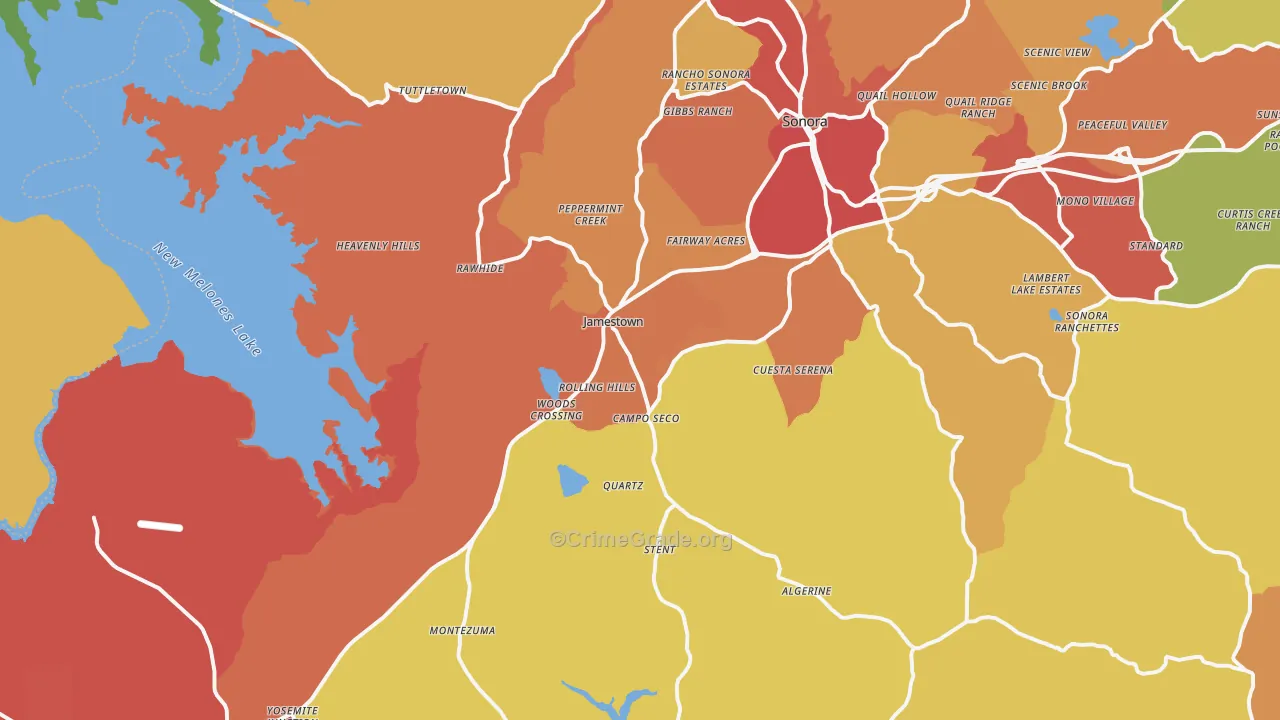 Jamestown, CA Map of Assault Rates