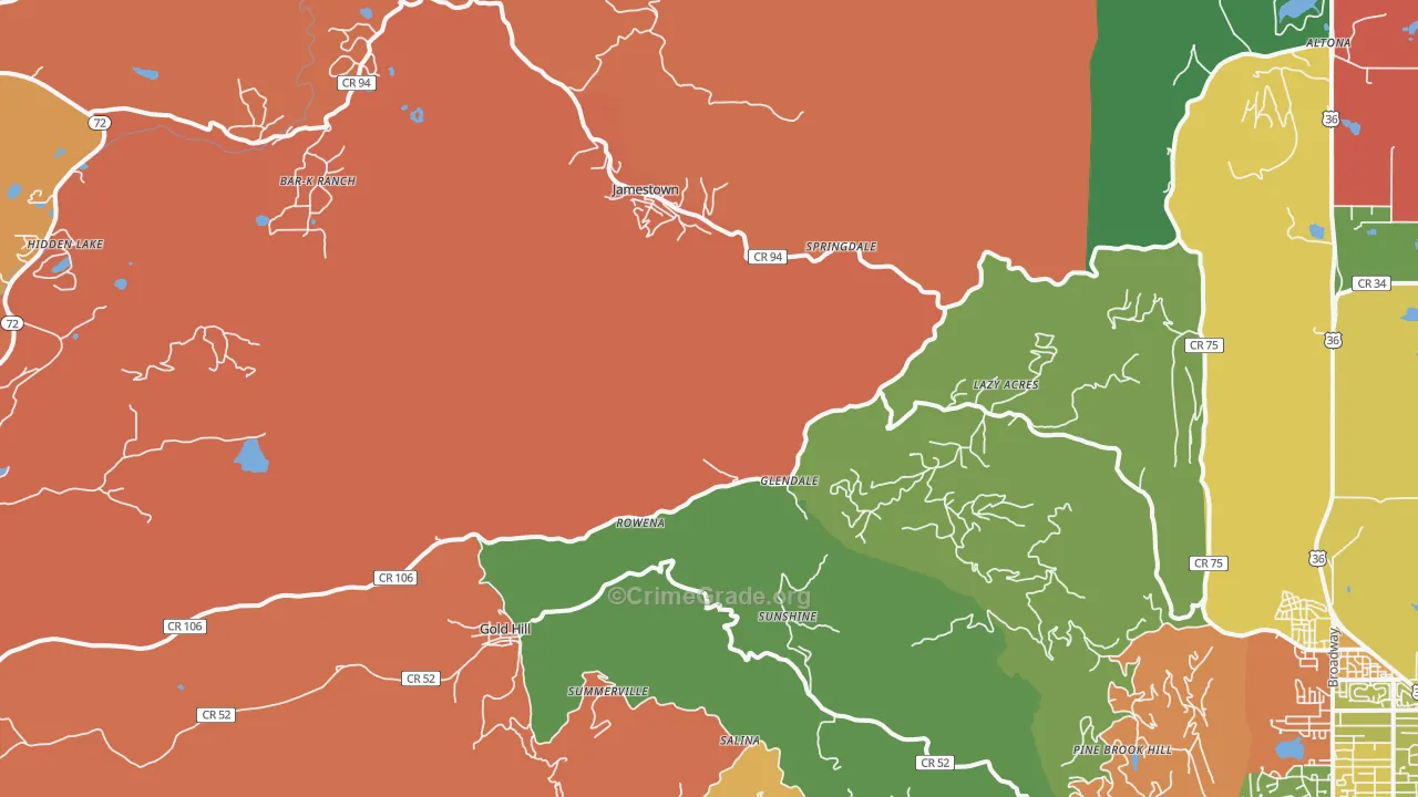 Jamestown, CO Map of Assault Rates