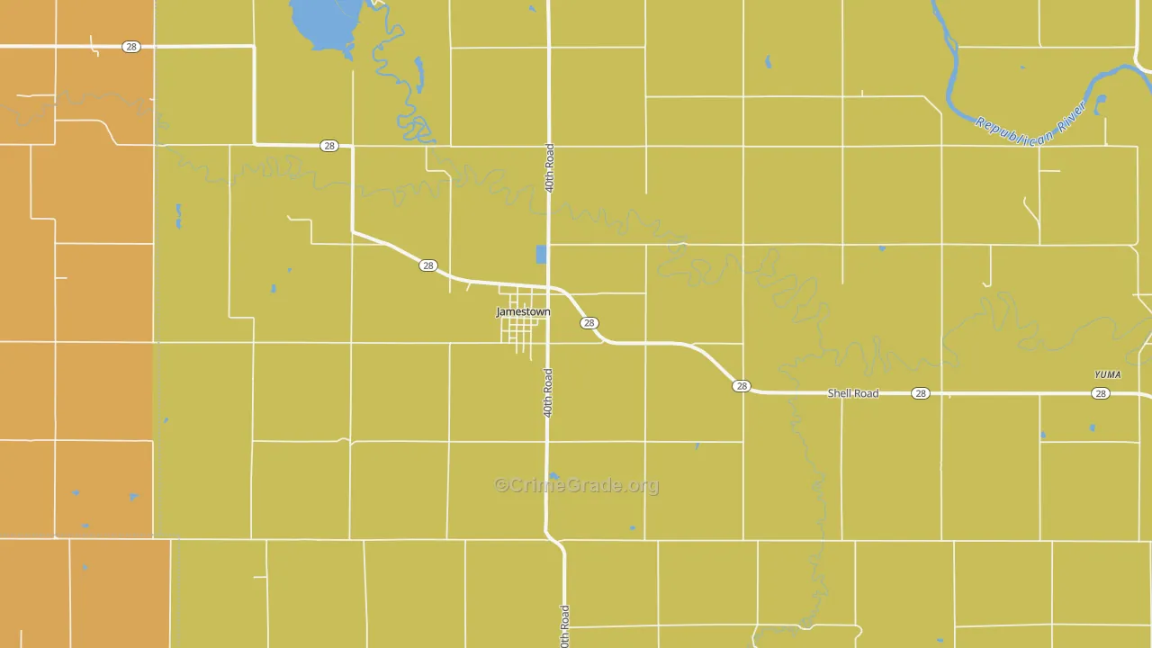 Jamestown, KS Map of Assault Rates