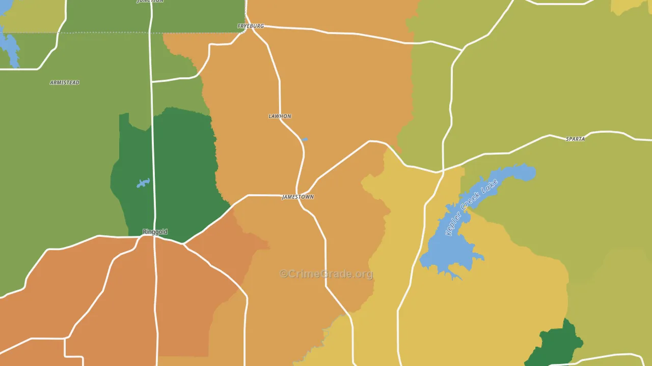 Jamestown, LA Map of Assault Rates