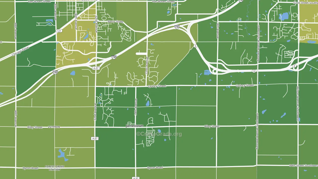 Jamestown, MI Map of Assault Rates