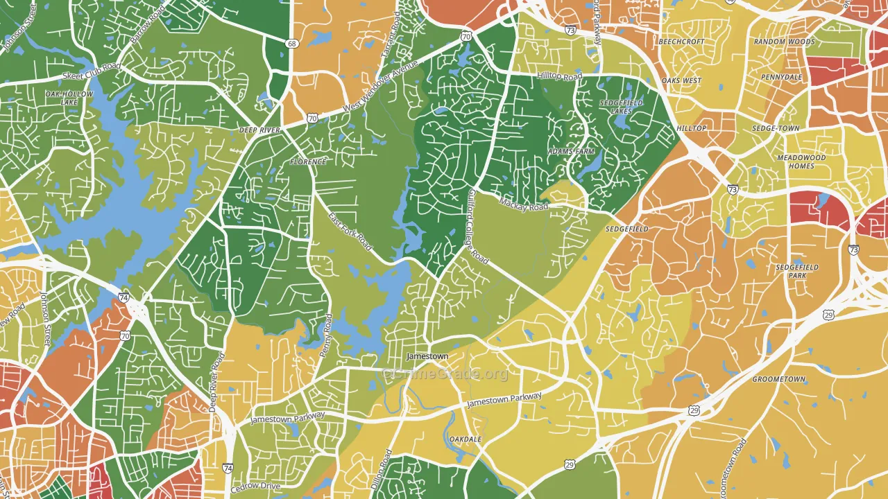 Jamestown, NC Map of Assault Rates