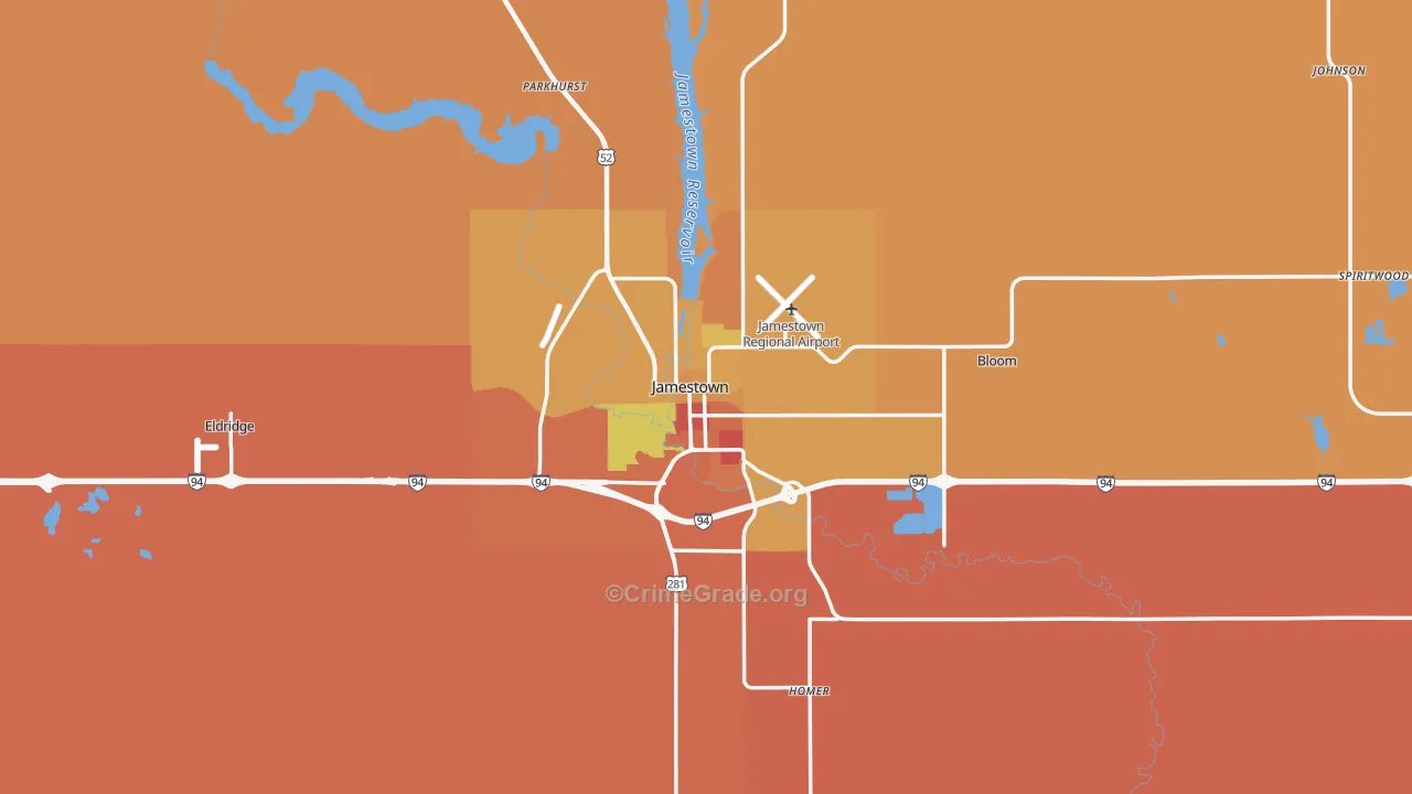 Jamestown, ND Map of Assault Rates
