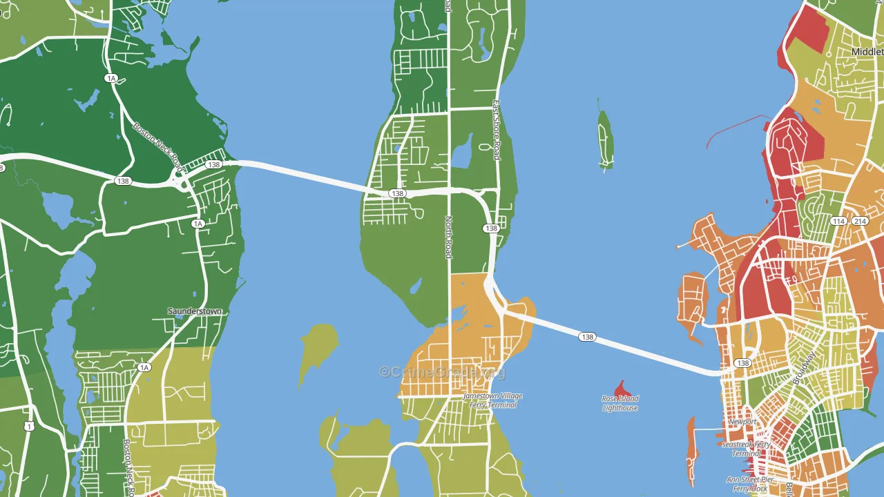 Jamestown, RI Map of Assault Rates
