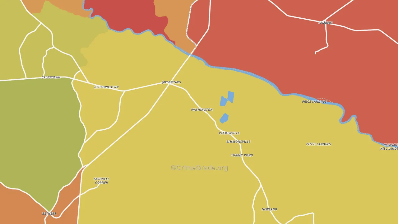 Jamestown, SC Map of Assault Rates