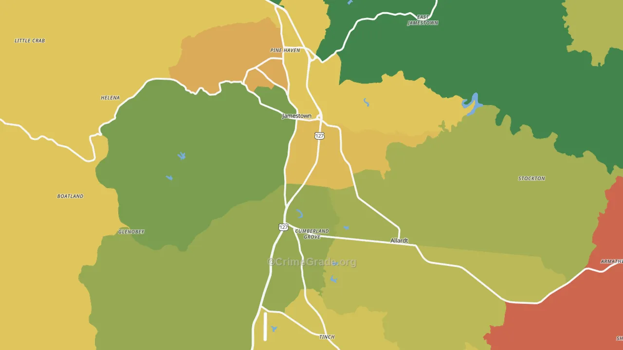 Jamestown, TN Map of Assault Rates