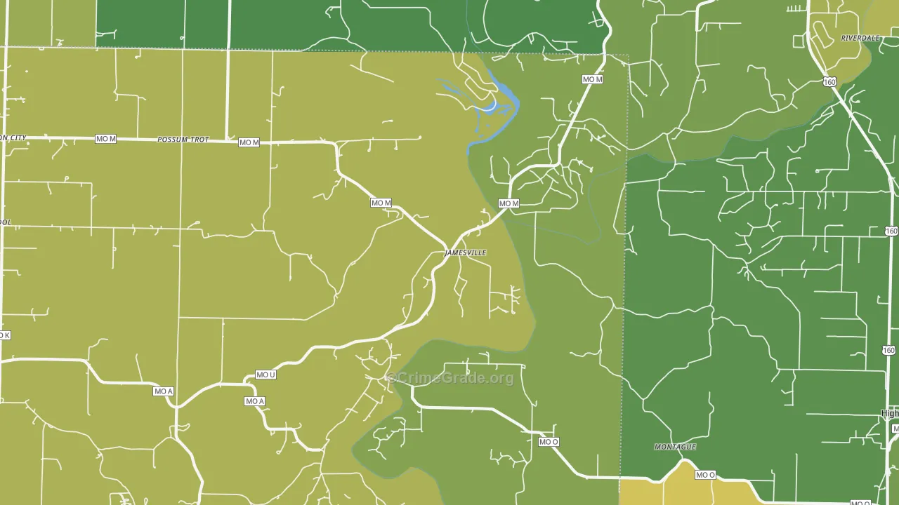 Jamesville, MO Map of Assault Rates