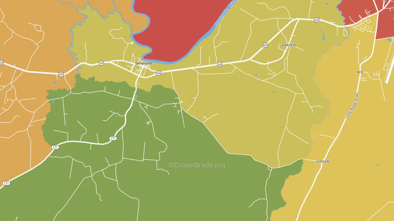 Jamesville, NC Map of Assault Rates