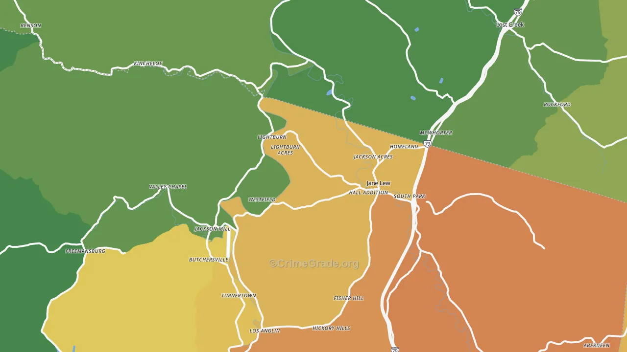 Jane Lew, WV Map of Assault Rates