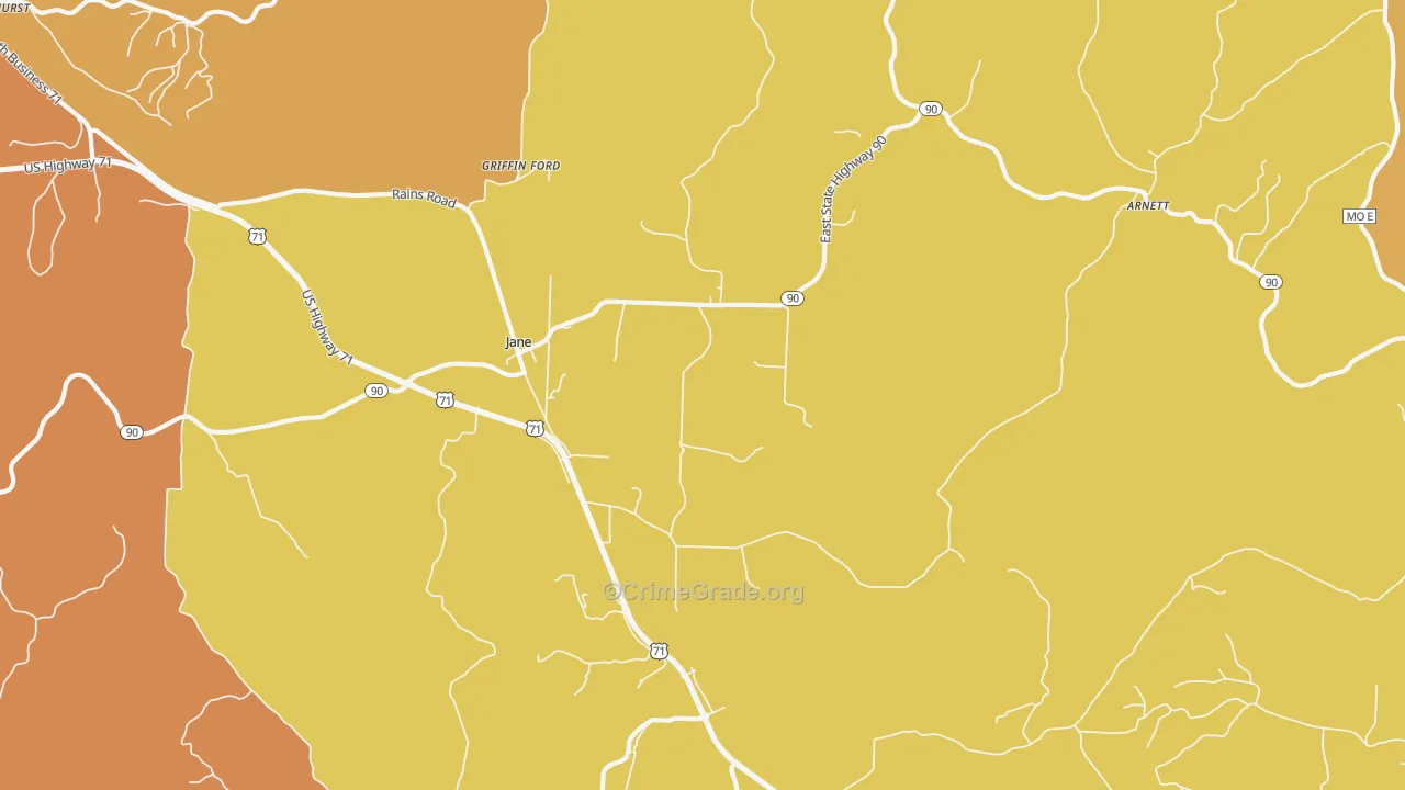Jane, MO Map of Assault Rates