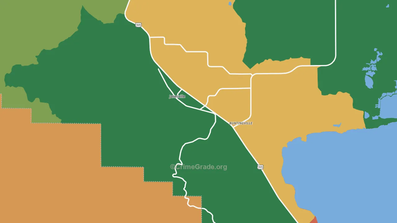 Janesville, CA Map of Assault Rates