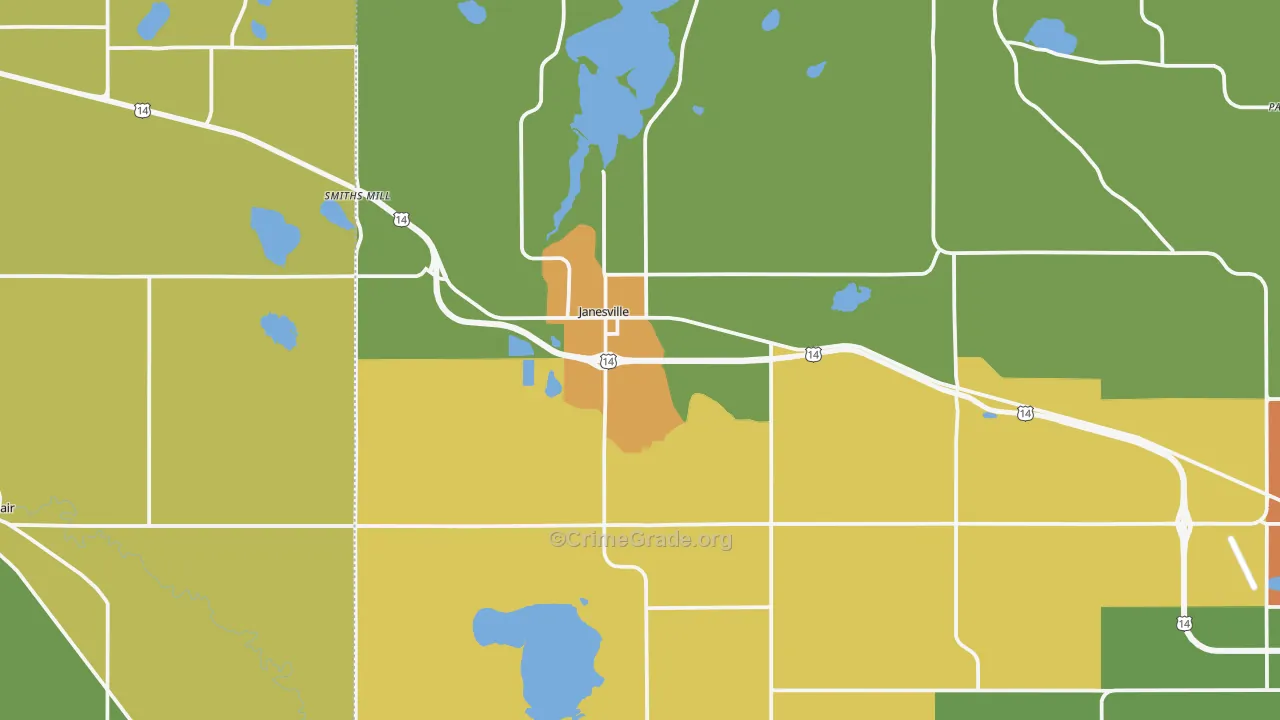 Janesville, MN Map of Assault Rates