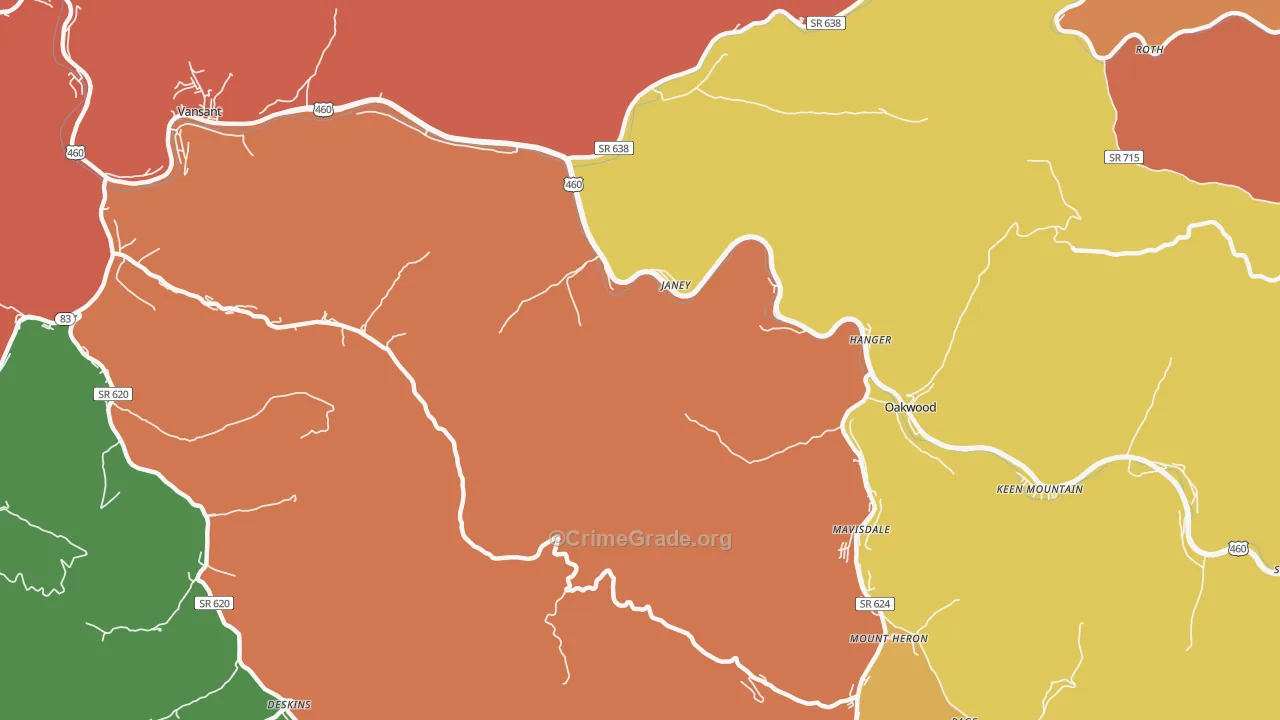 Janey, VA Map of Assault Rates